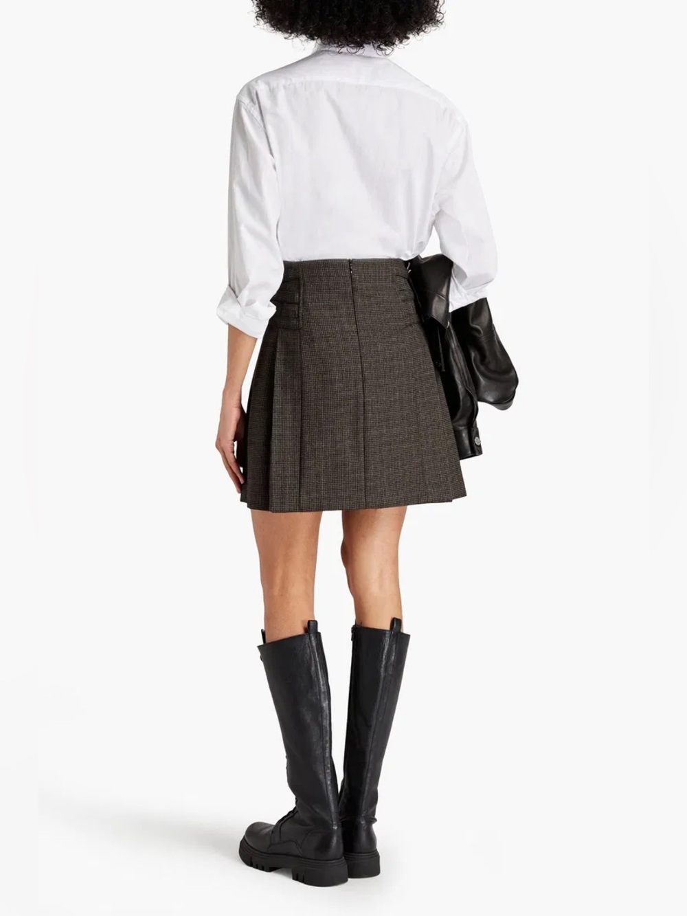 Sandro Yolanda Pleated Houndstooth Tweed Mini Skirt NWT Size XS Preppy Parisian - Picture 15 of 15